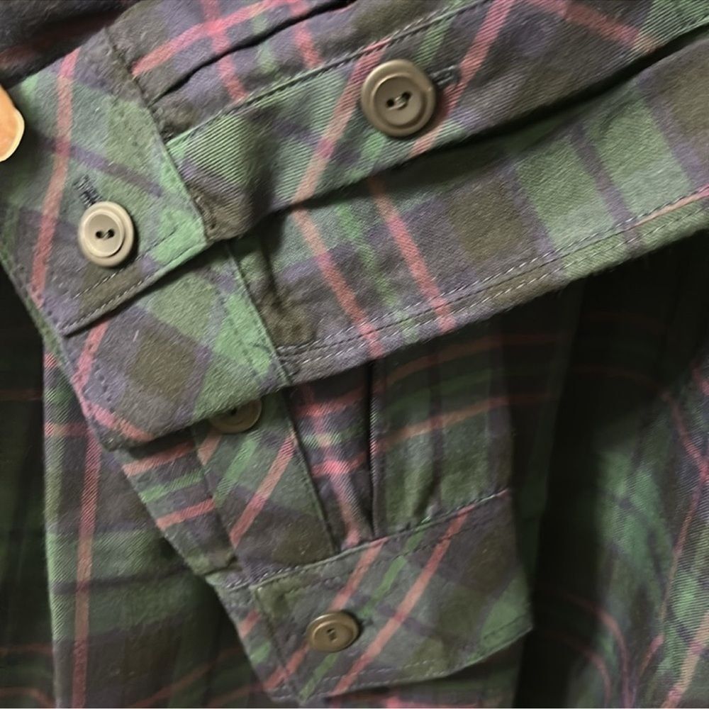 Harshman Plaid Green & Purple Cotton Plaid Shirt Oversized Tunic(Size Medium) - Picture 6 of 11